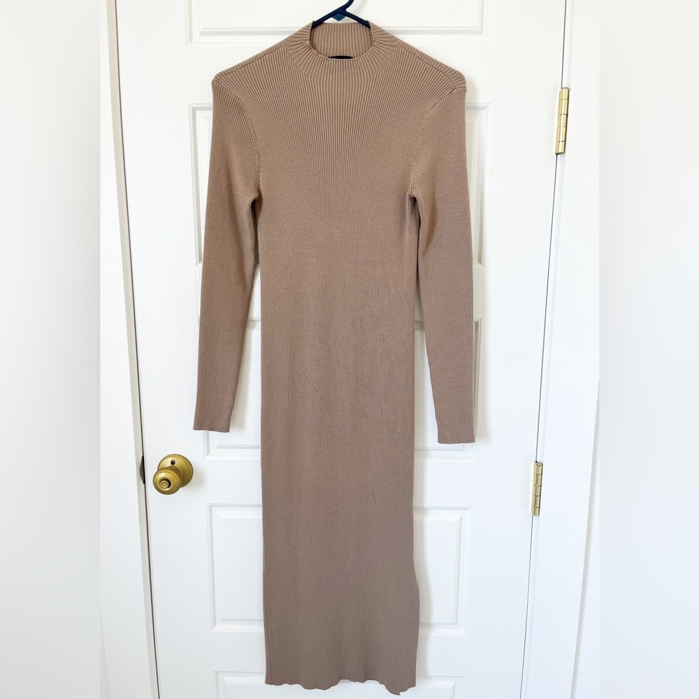 VICI Newtown Mock Neck Knit Midi Dress | Taupe
